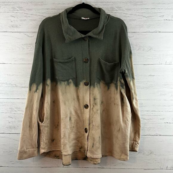 Fantastic Fawn Bleach Dye Oversized Shacket Size S - Picture 1 of 10